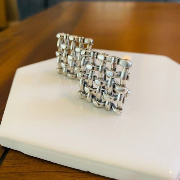 Vintage Kreisler Craft Silver Tone Woven Cufflinks - Picture 3 of 6